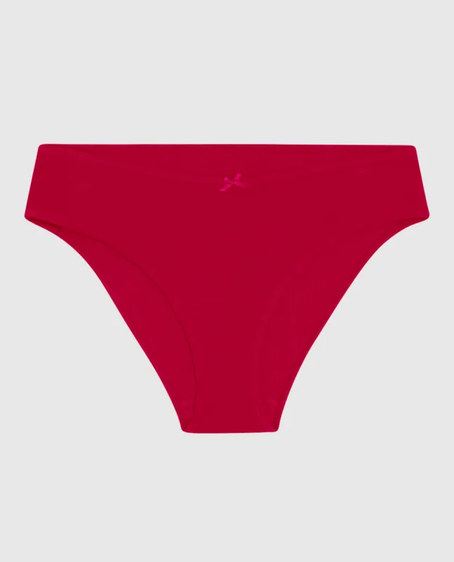 Ultrasoft V-Waist Ribbed Bikini Panty in Cosmo Red sold by La SENZA