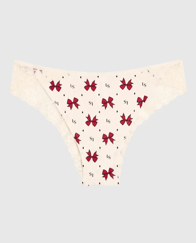 Cheeky Panty with Lace Trim in Bow to the Queen sold by La SENZA