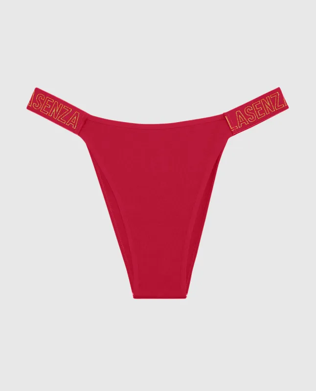 Cheeky Panty with Logo Band in Cosmo Red sold by La SENZA