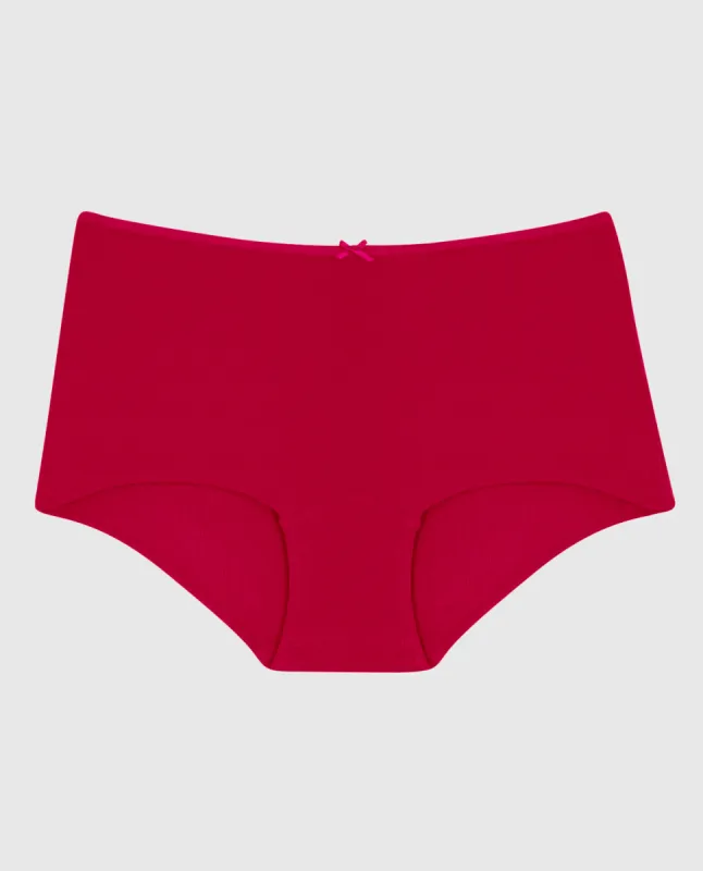 Ultrasoft V-Waist Ribbed Boyshort Panty in Cosmo Red sold by La SENZA