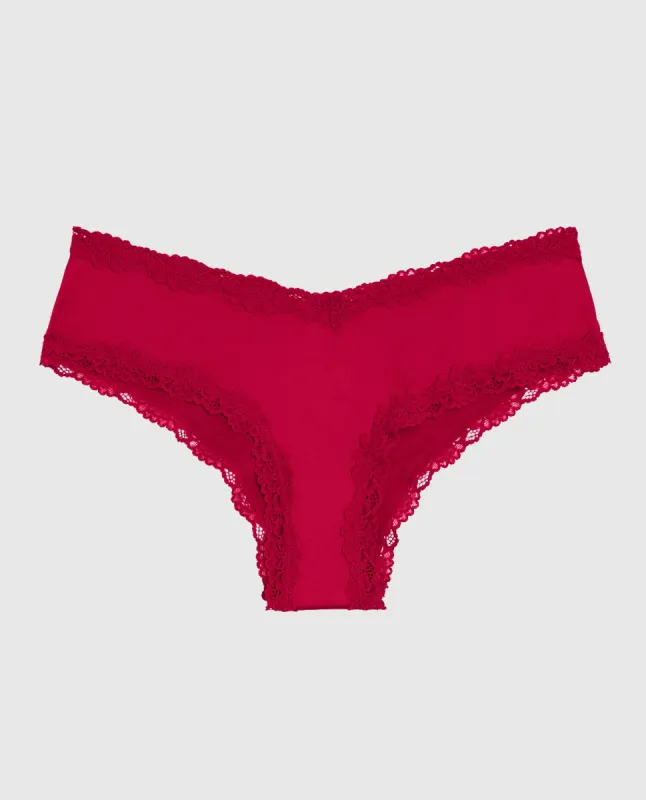 Cheeky Panty with Lace Trim in Cosmo Red sold by La SENZA