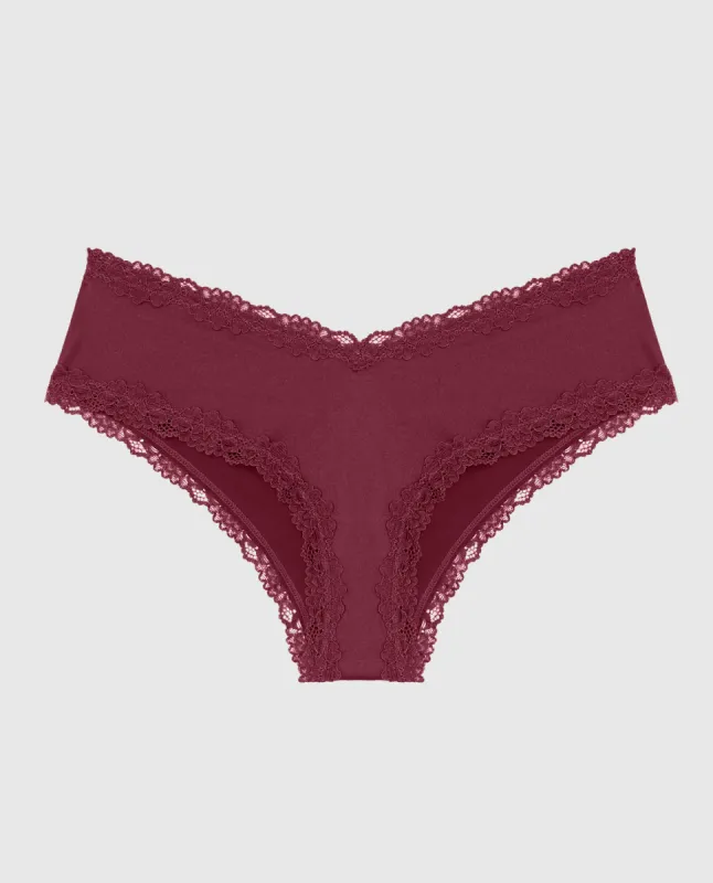 Cheeky Panty with Lace Trim in Opulent Red sold by La SENZA