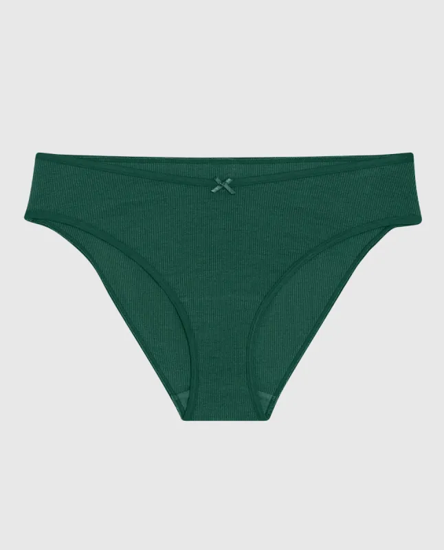 Ultrasoft V-Waist Ribbed Bikini Panty in Emerald Green sold by La SENZA