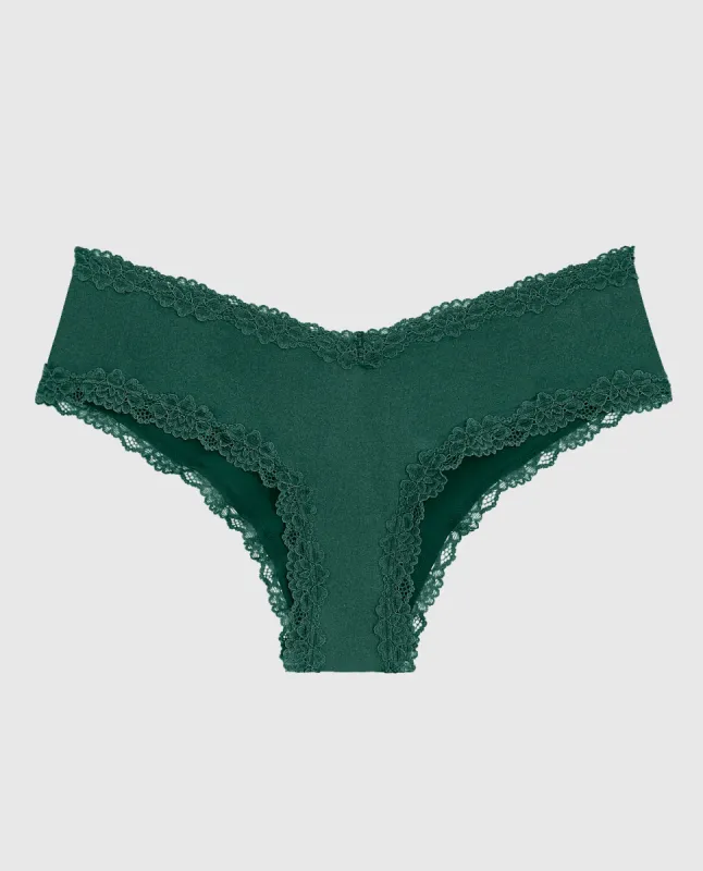 Cheeky Panty with Lace Trim in Emerald Green sold by La SENZA
