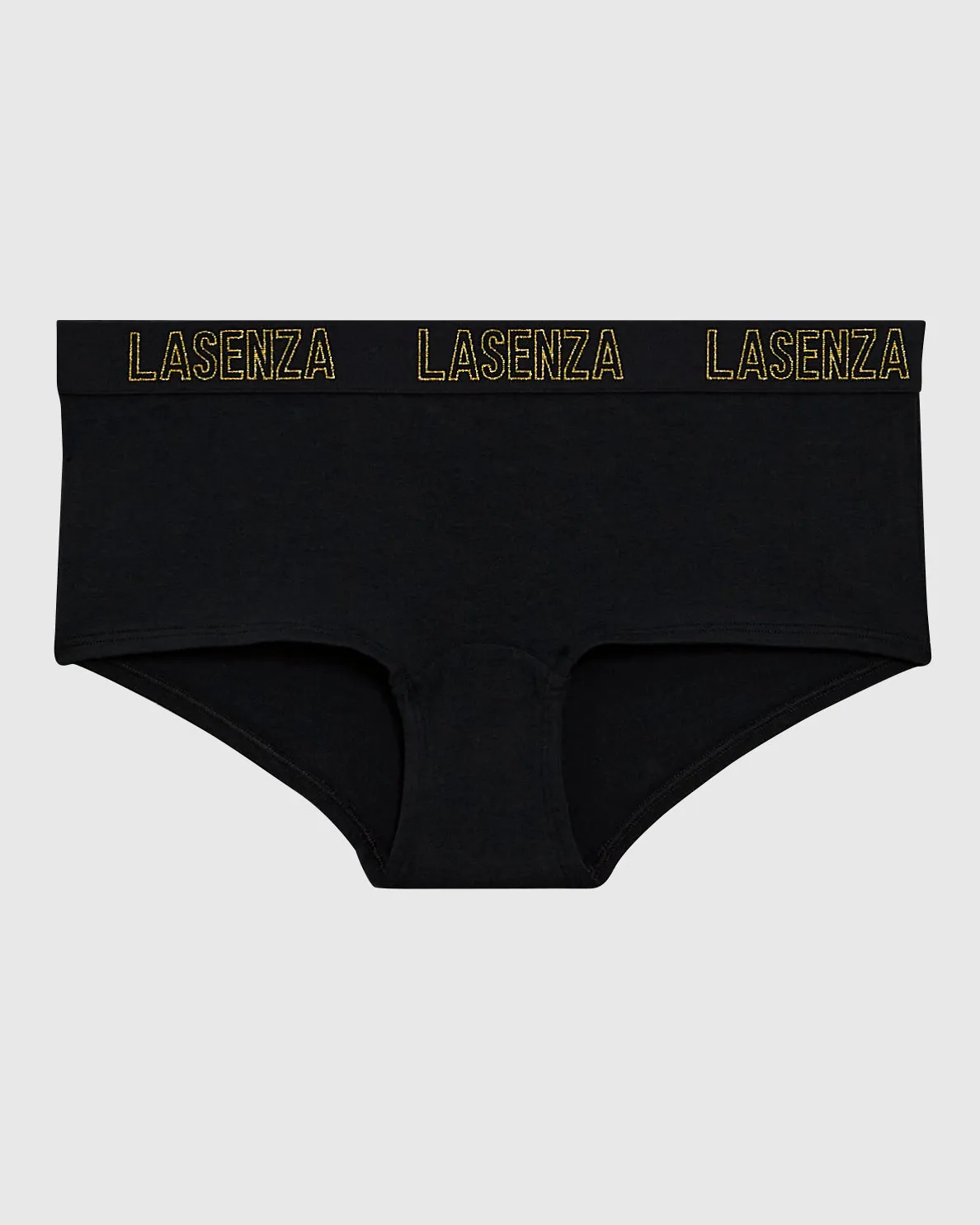Boyshort Panty with Logo Band in Smoulder Black sold by La SENZA