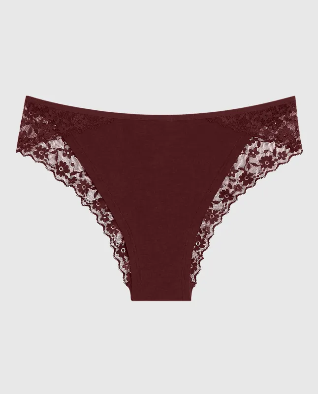 Cheeky Panty with Lace Trim in Red Wine sold by La SENZA