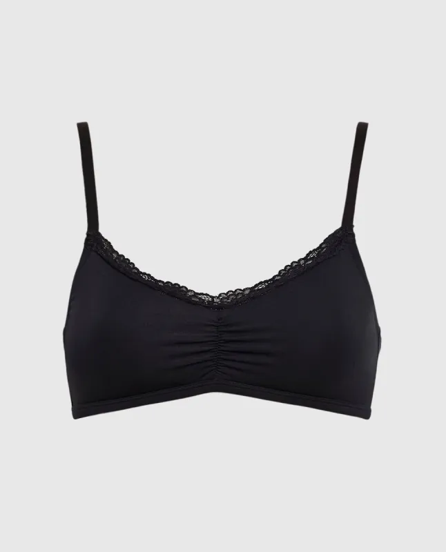 Unlined Bralette with Lace Trim in Black sold by La SENZA