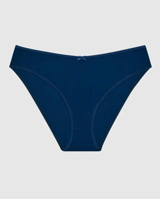 Ultrasoft V-Waist Ribbed Bikini Panty in Ocean Cavern sold by La SENZA