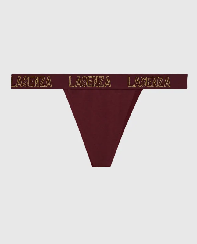 G-String Panty with Logo Band in Red Wine sold by La SENZA