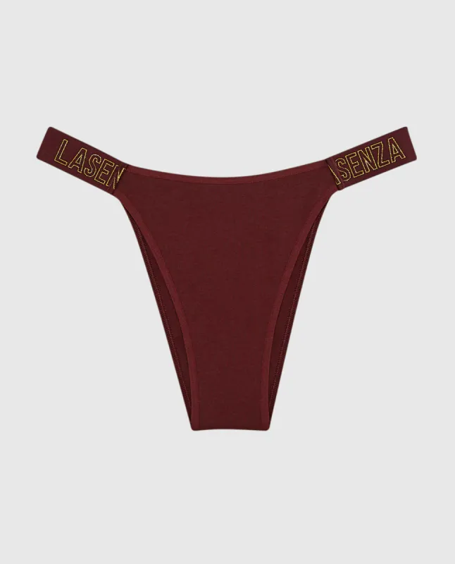 Cheeky Panty with Logo Band in Red Wine sold by La SENZA