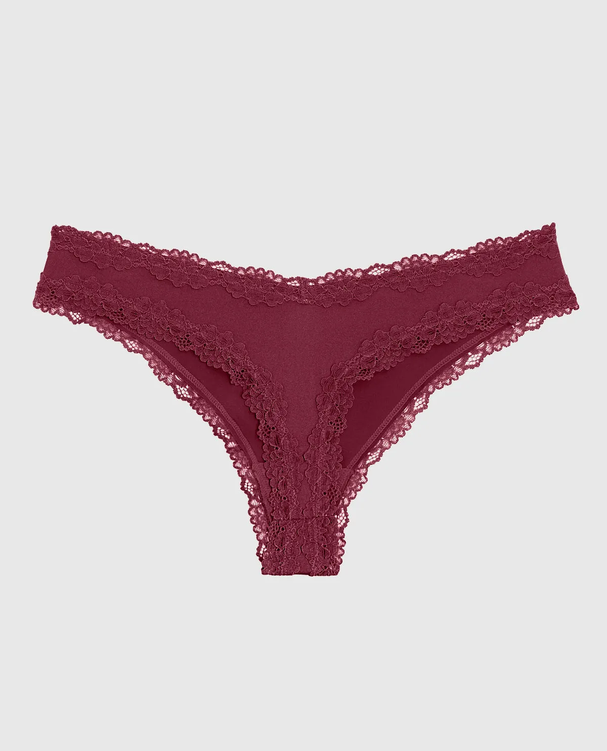 Thong Panty with Lace Trim in Opulent Red sold by La SENZA product image thumbnail 2