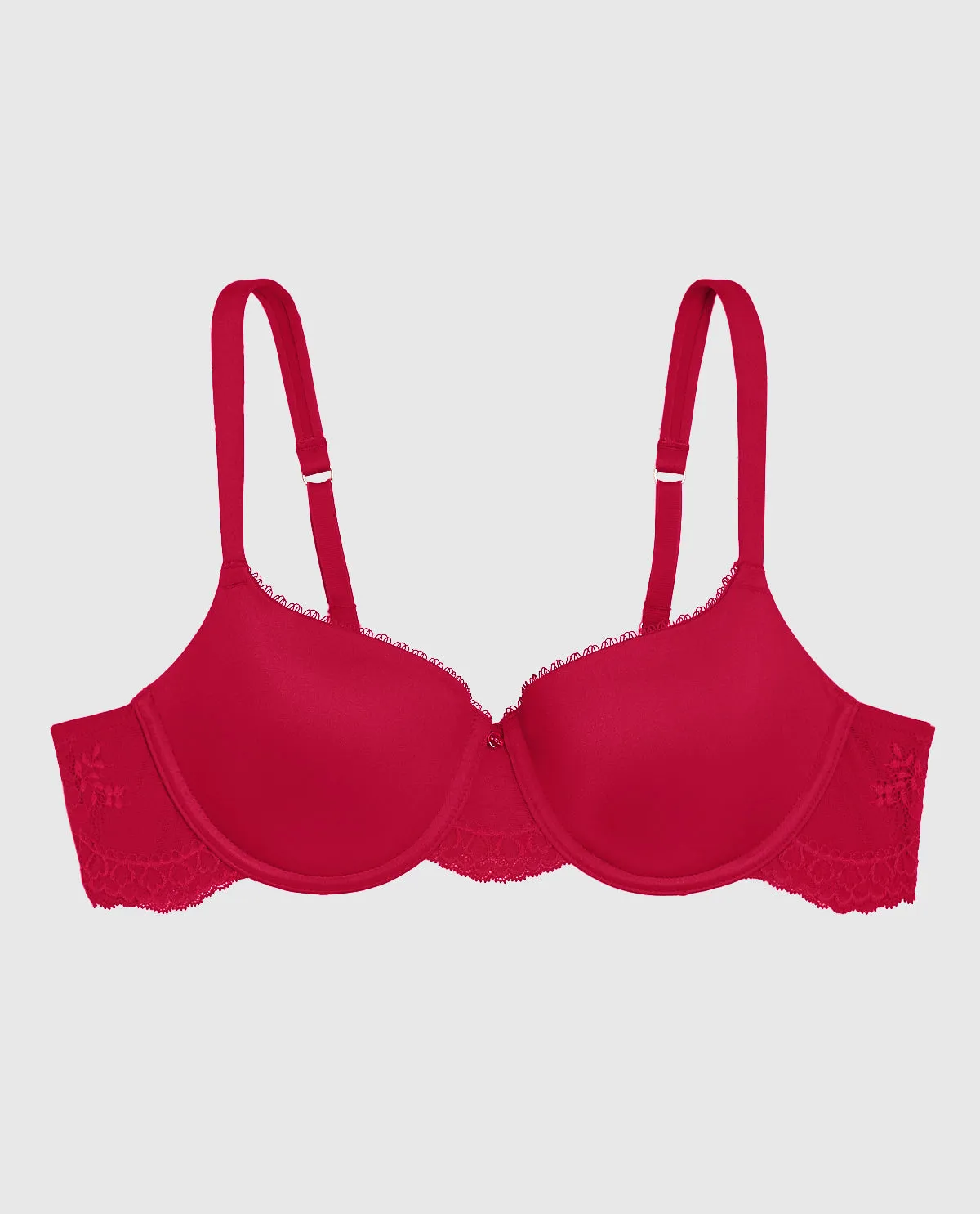 Lightly Lined Balconette Bra with Lace Wing in Cosmo Red sold by La SENZA