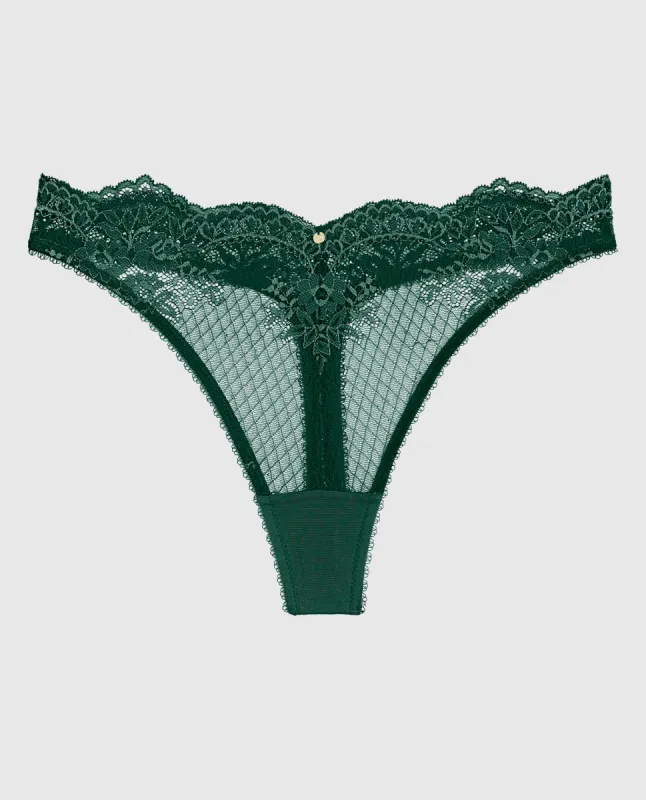 Lace High Leg Thong Panty sold by La SENZA