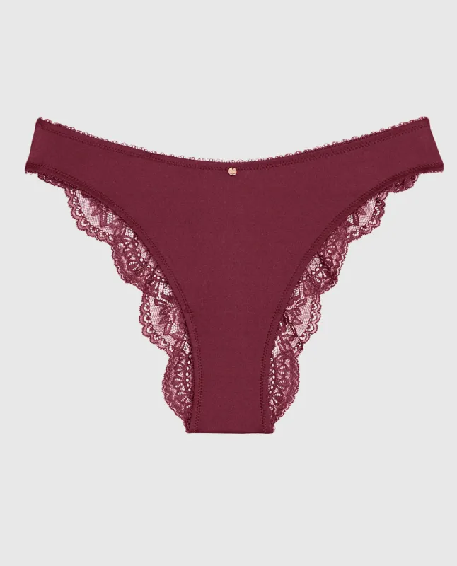 Cheeky Panty with Lace Back in Opulent Red sold by La SENZA