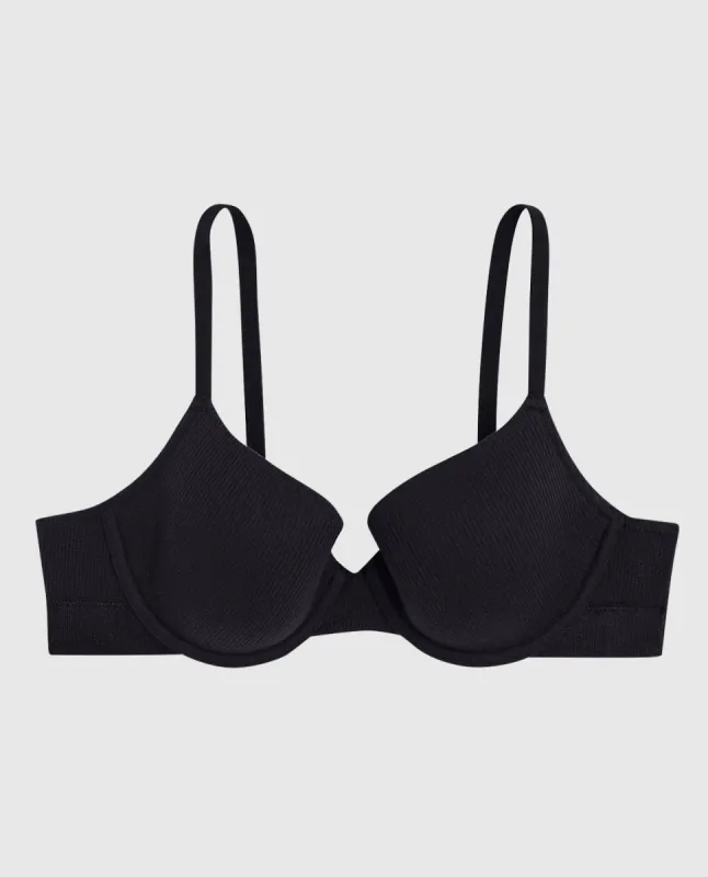 Waffle Lightly Lined Demi Bra in Black sold by La SENZA