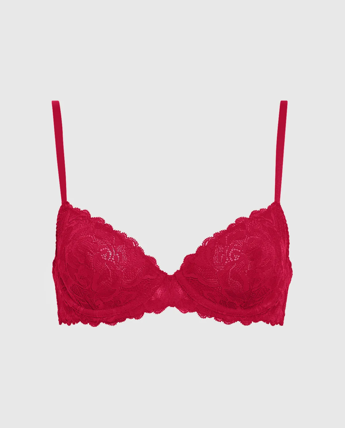 Unlined Demi Bra with Allover Lace in Cosmo Red sold by La SENZA