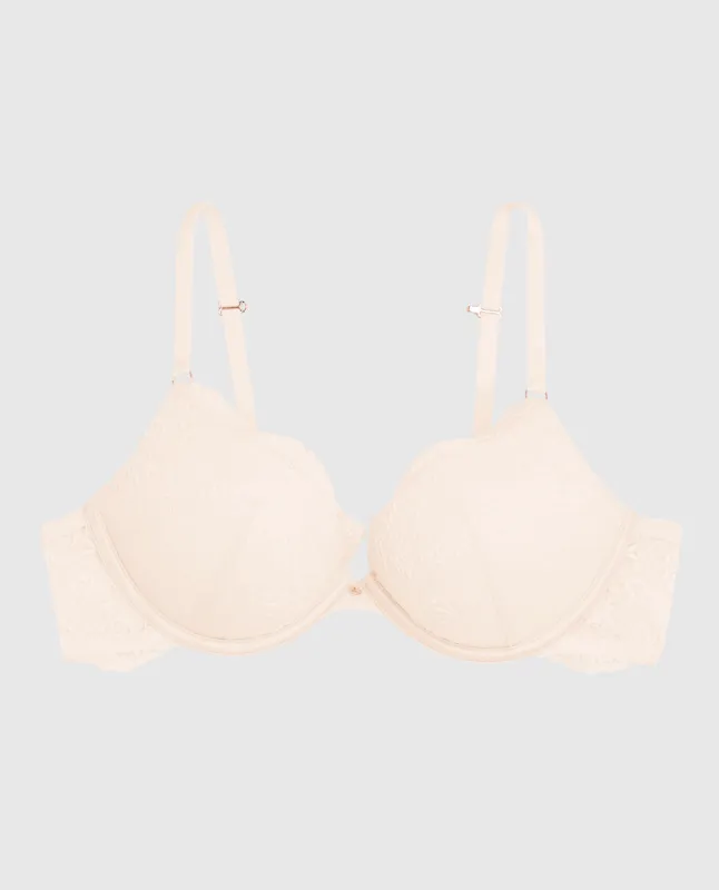 Allover Lace Up 2 Cup Push Up Bra in Ivory Dawn sold by La SENZA
