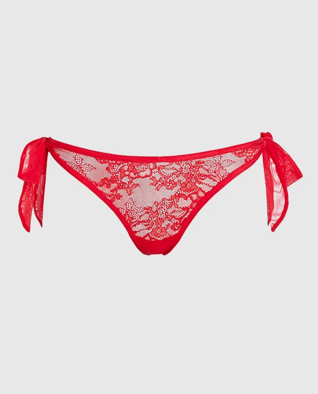 Tie-Side Thong Panty in Cosmo Red sold by La SENZA