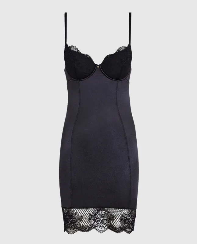 Satin Dress in Smoulder Black sold by La SENZA