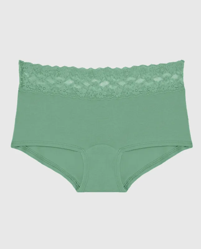 Boyshort Panty with Lace Trim in Wintermint sold by La SENZA