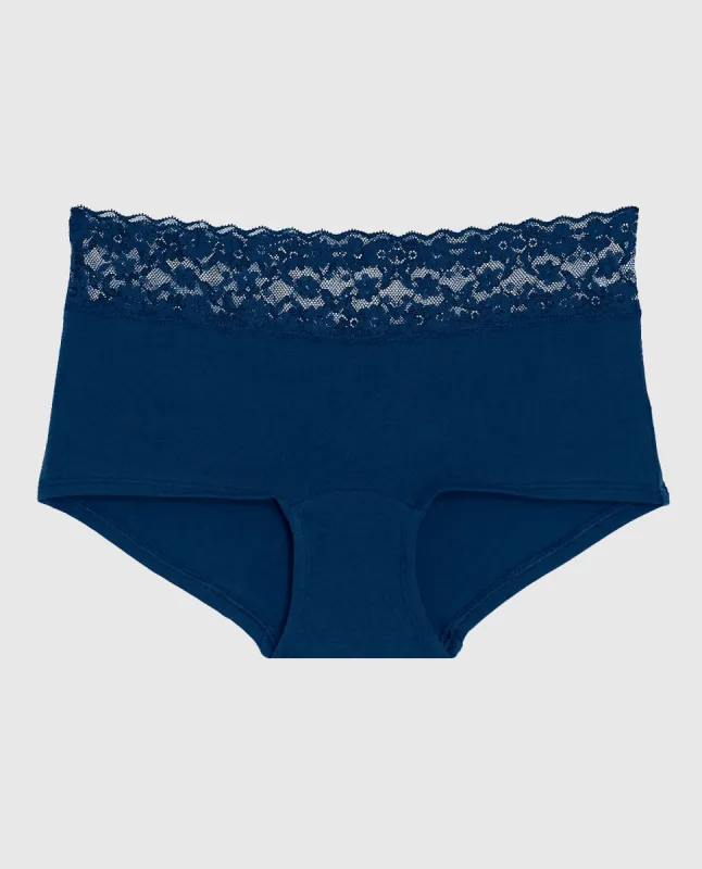 Boyshort Panty with Lace Trim in Ocean Cavern sold by La SENZA