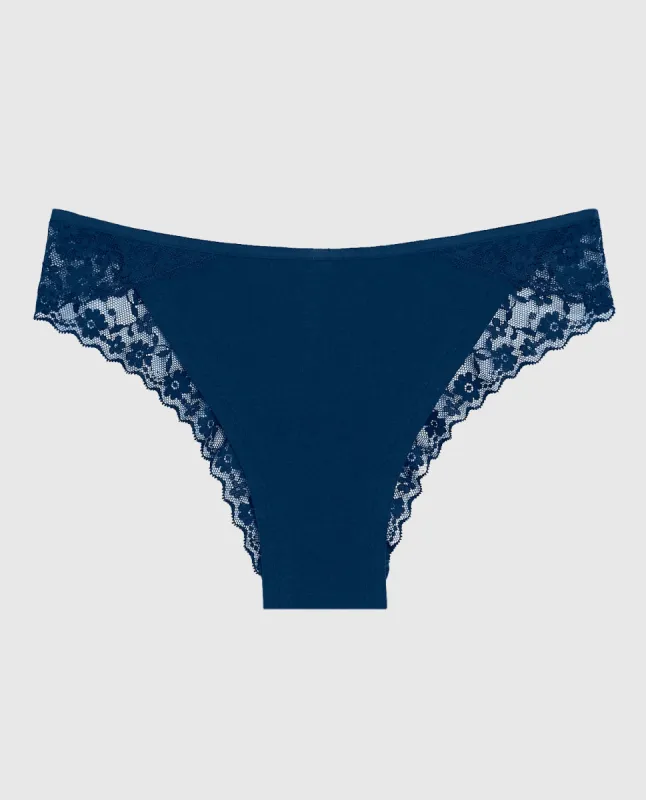 Cheeky Panty with Lace Trim in Ocean Cavern sold by La SENZA