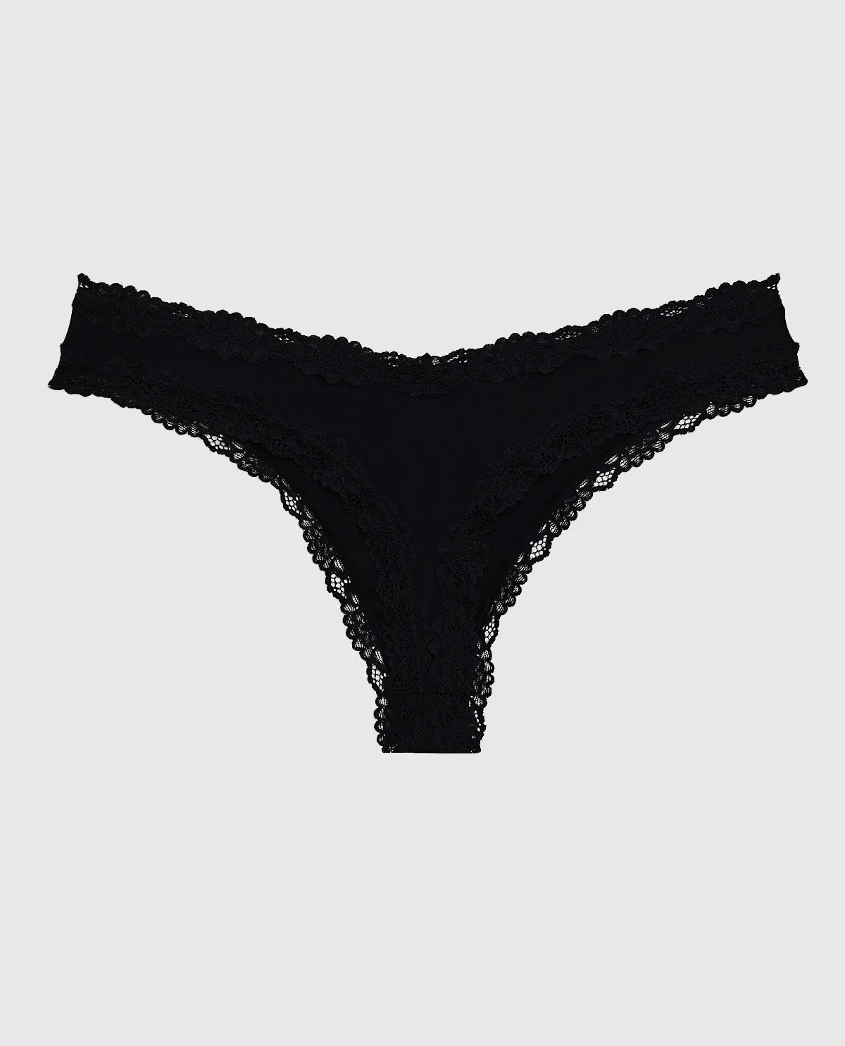 Thong Panty With Lace Trim in Smoulder Black sold by La SENZA product image thumbnail 2