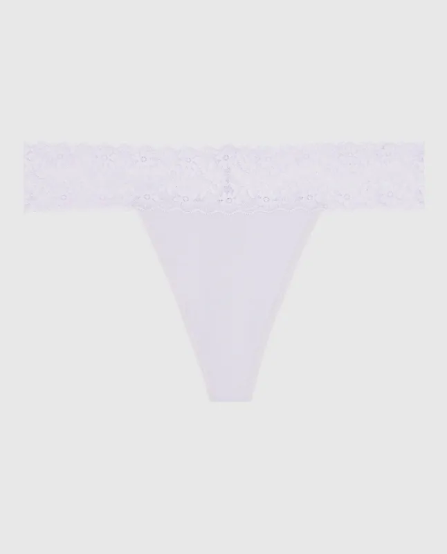 Thong Panty with Lace in Lavender Cake sold by La SENZA