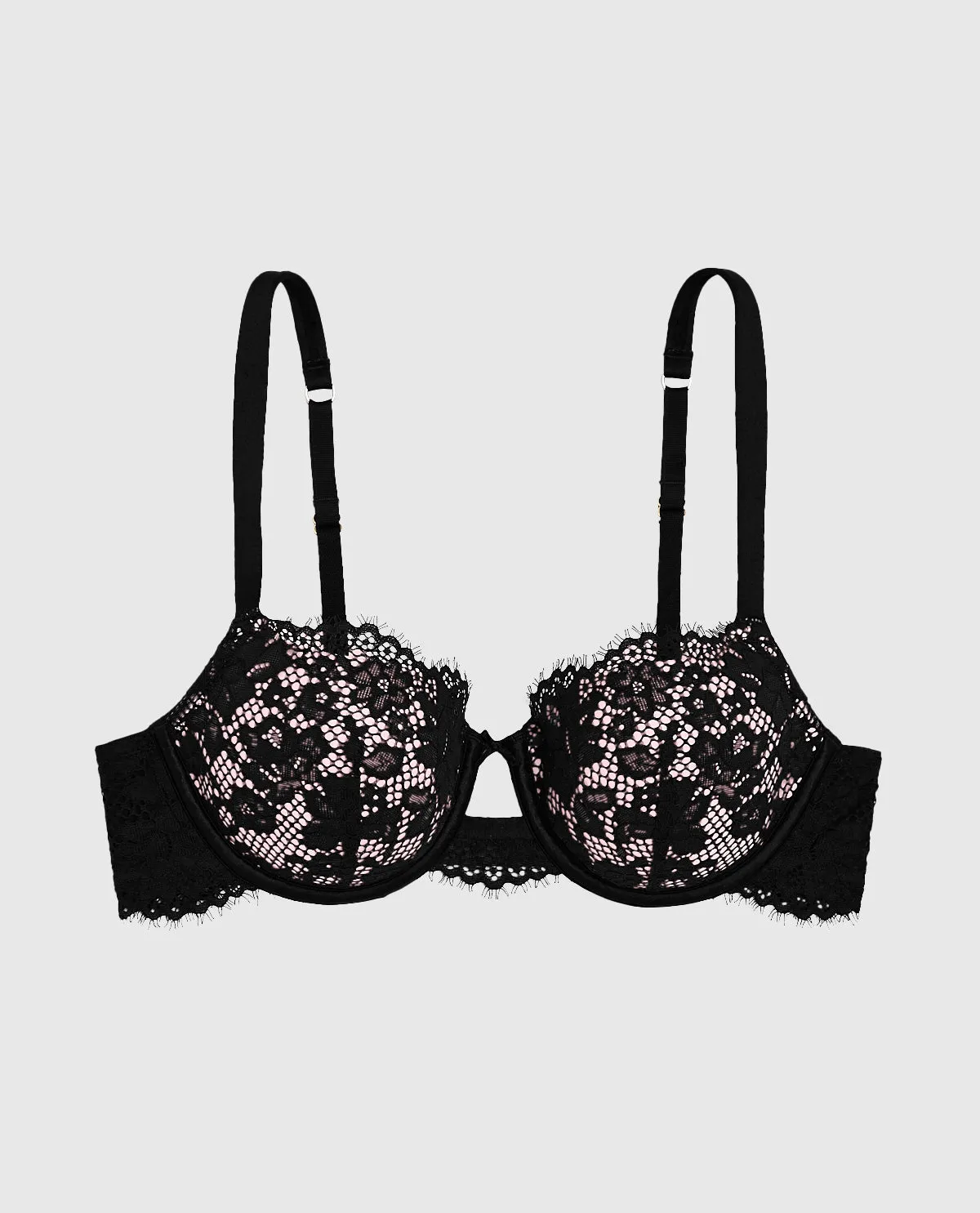Lightly Lined Balconette Bra with Lace in Black sold by La SENZA product image thumbnail 5