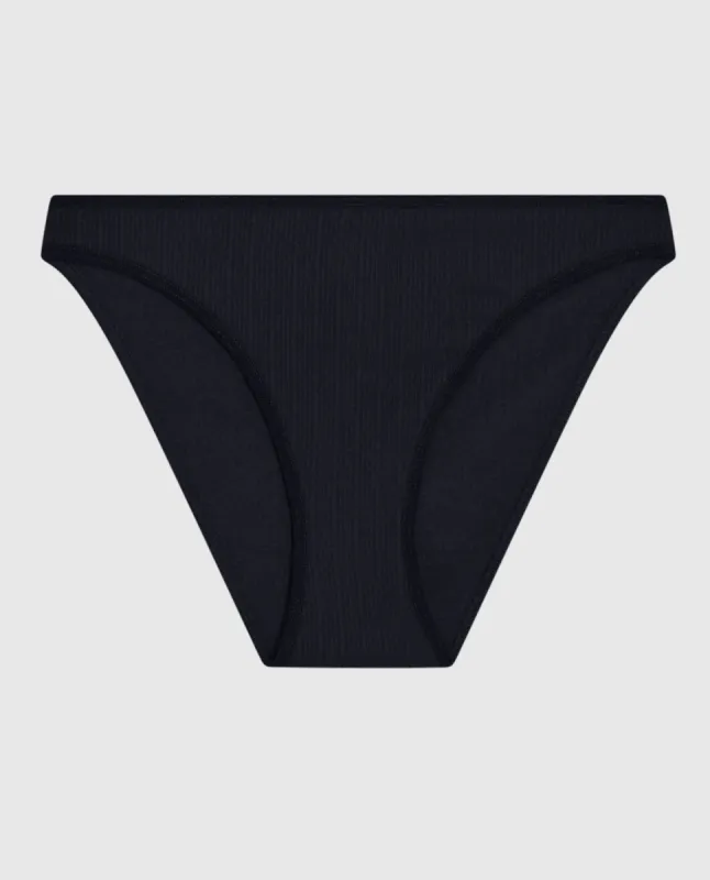 Ribbed Bikini Panty in Black sold by La SENZA