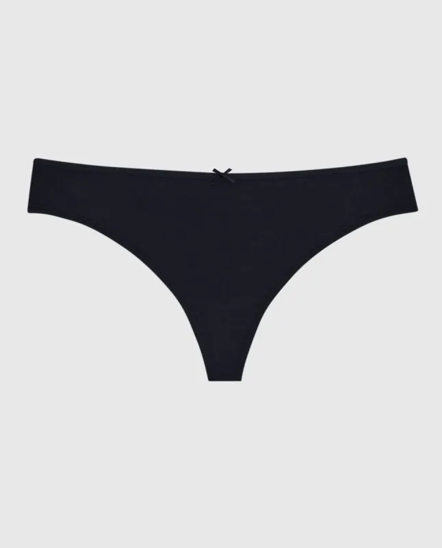 Thong Panty with Bow in Black sold by La SENZA