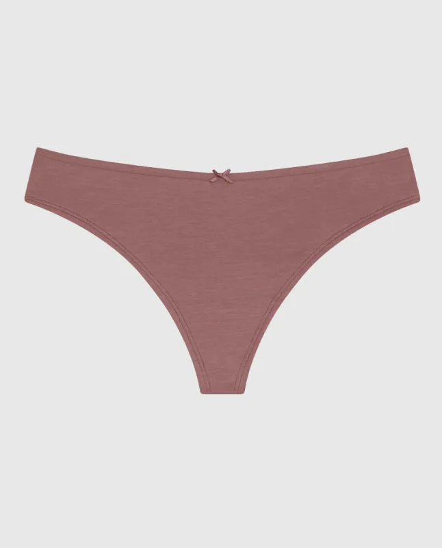 Thong Panty with Bow in Dusty Cedar sold by La SENZA