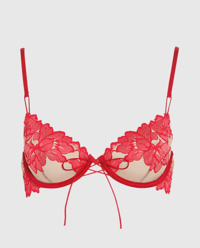Unlined Lace Up Demi Bra sold by La SENZA