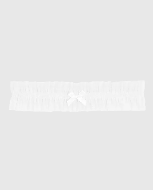 Ruffle Thigh Garter in Ivory sold by La SENZA