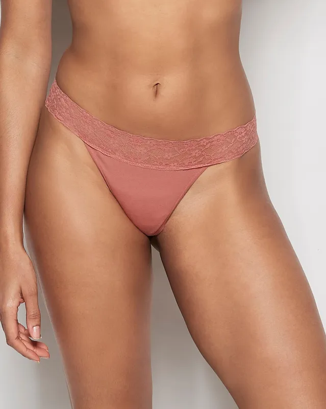 Thong Panty with Lace in Rosy Blush sold by La SENZA