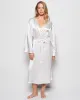 Satin Mid Length Robe in Ivory sold by La SENZA
