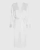 Satin Mid Length Robe in Ivory sold by La SENZA