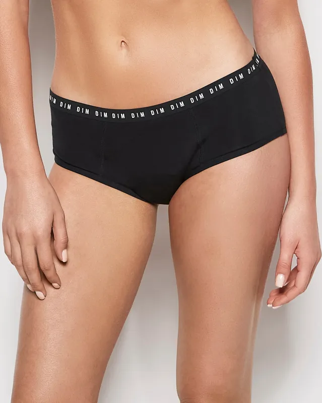 Menstrual Panty Shorty Logo Waist in Tuxedo Black made by La SENZA