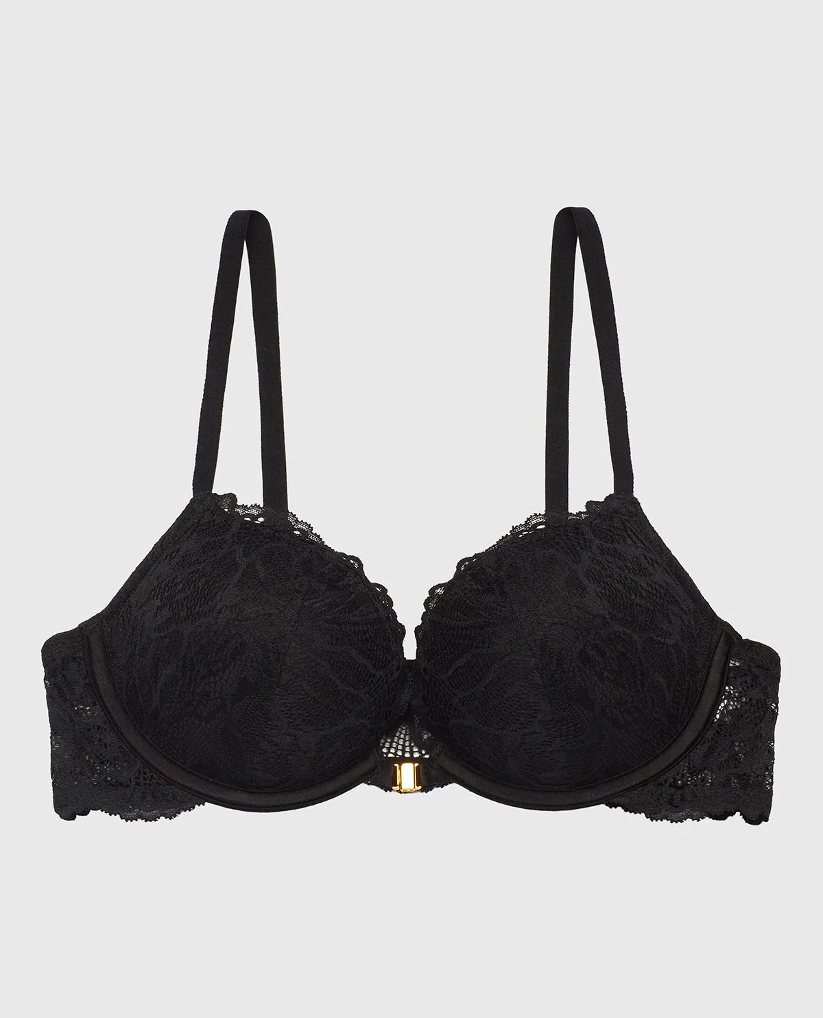 Allover Lace Push Up Bra in Tuxedo Black sold by La SENZA
