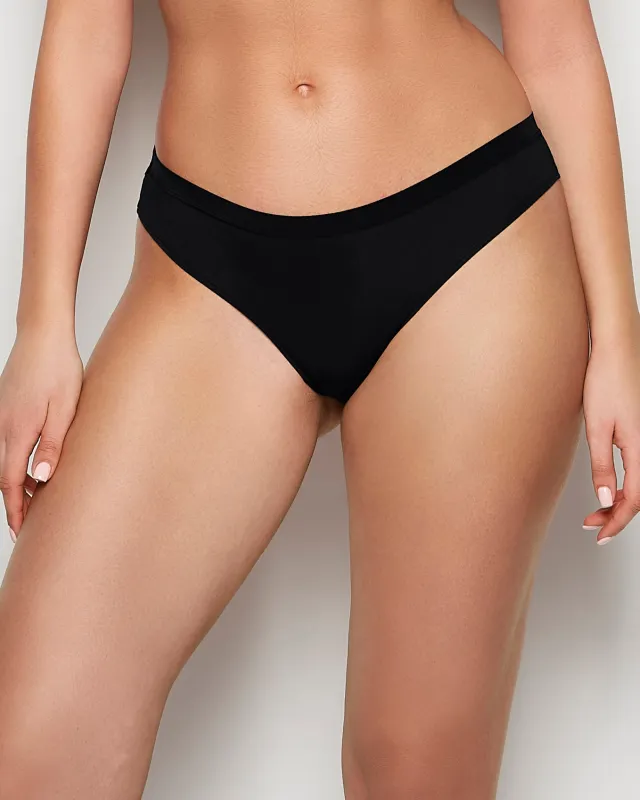 Thong Panty with Vanishing Trim in Tuxedo Black sold by La SENZA
