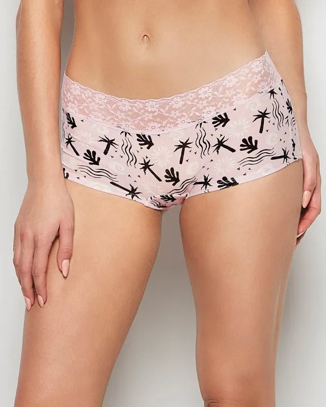 Boyshort Panty with Lace Trim in Sand and Surf sold by La SENZA