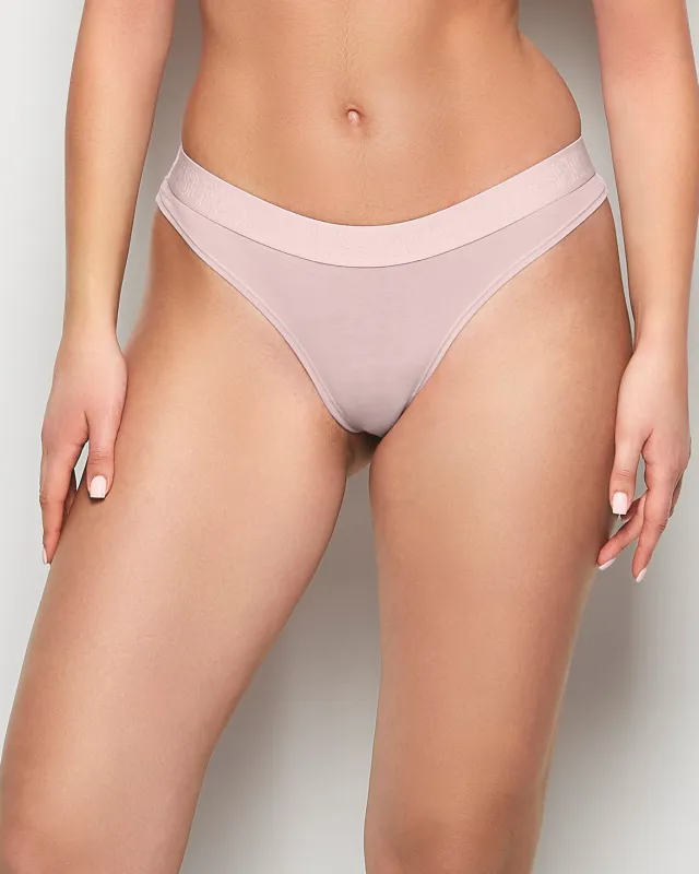 Thong Panty with Logo Band in Iced Lilac sold by La SENZA