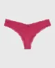Thong Panty with Lace Trim in Electric Rouge sold by La SENZA