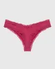 Thong Panty with Lace Trim in Electric Rouge sold by La SENZA