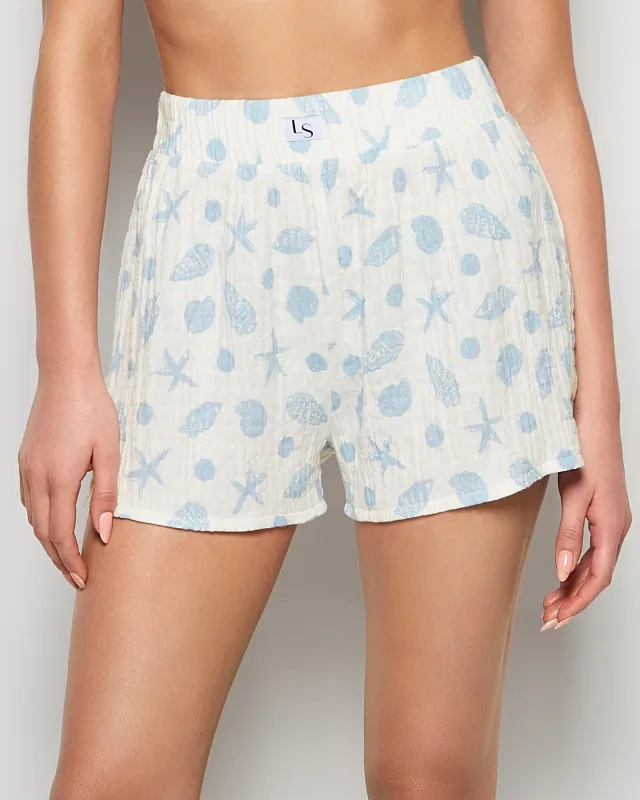 Textured Pajama Short in She Sells Sea Shells made by La SENZA