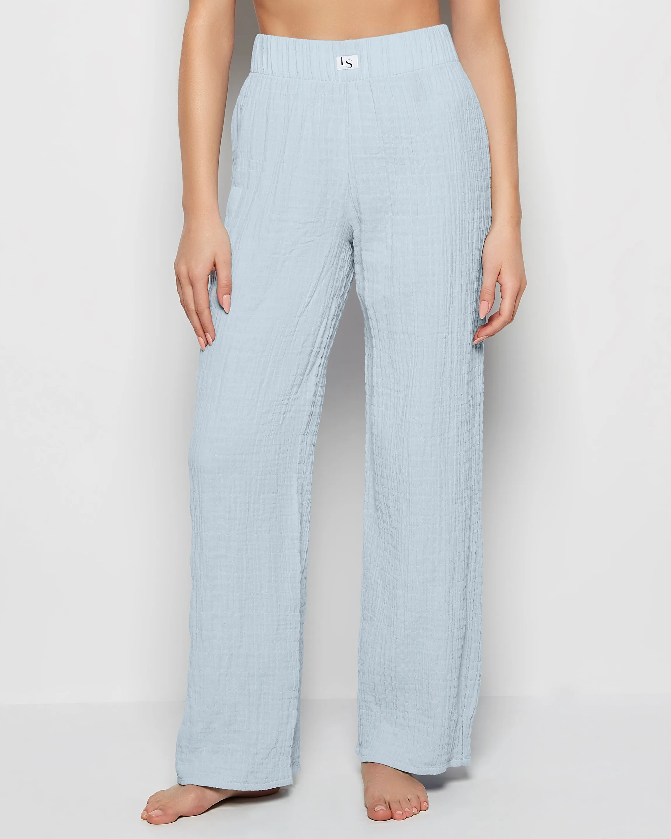 Textured Pajama Pants in Subdued Blue sold by La SENZA