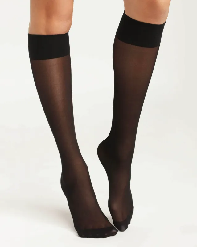 Sheer Knee High Stocking in Black sold by La SENZA