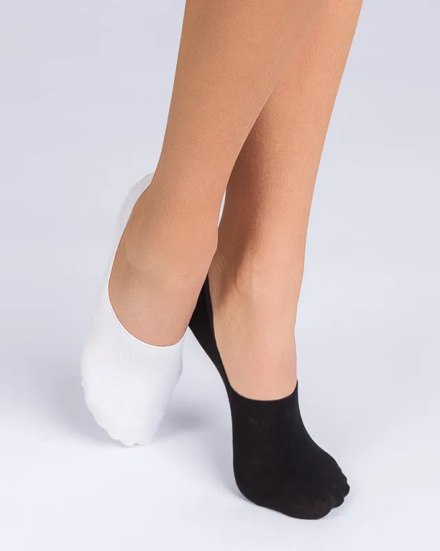 Pack of 2 Cotton Low Cut Socks in Black and White sold by La SENZA