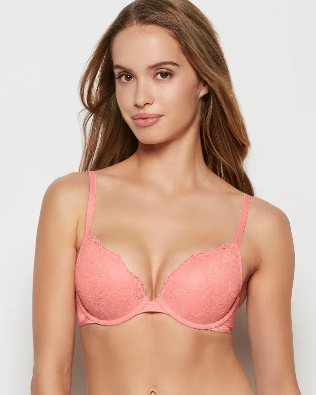 Lace Push Up Bra in Peach Fizz sold by La SENZA