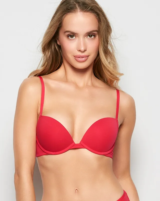 Cotton Push Up Bra in Tart Berry sold by La SENZA